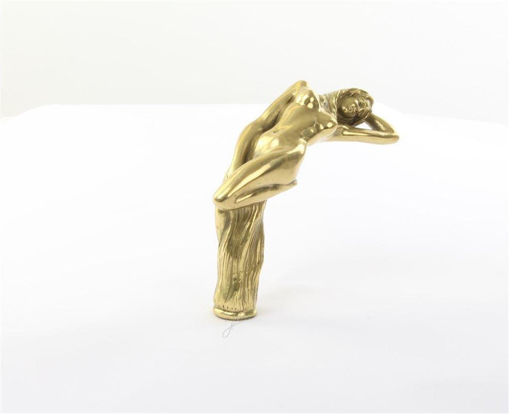 Wandelstok prachtig erotisch vrouwelijk bronzen handvat - Afbeelding 8