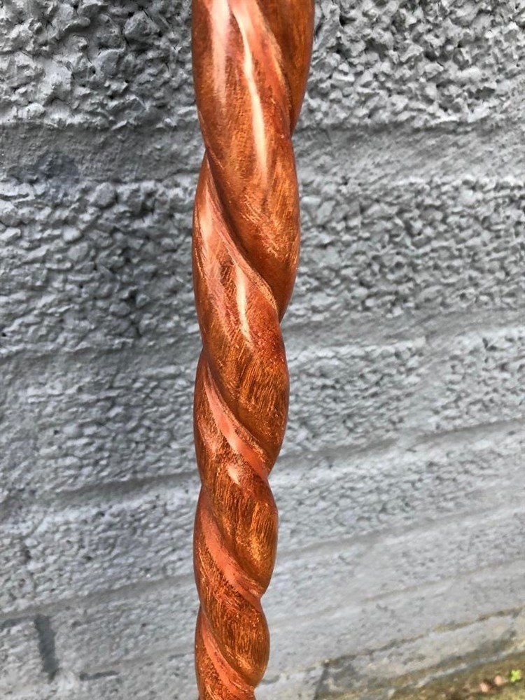 Wandelstok met hand gesneden steel, nikkelen fraaie greep. - Afbeelding 6