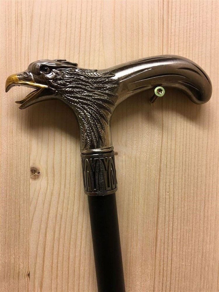 Uniek: wandelstok alu- chrome-nikkel adelaarhandvat - nr. 1