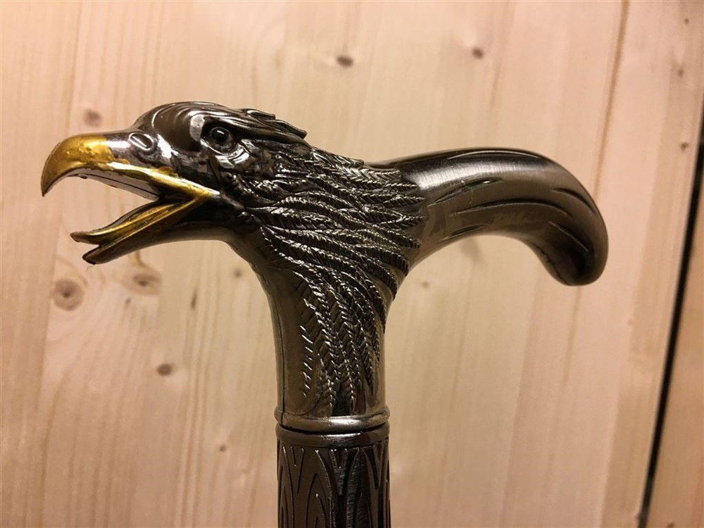 Uniek: wandelstok alu- chrome-nikkel adelaarhandvat - Afbeelding 2