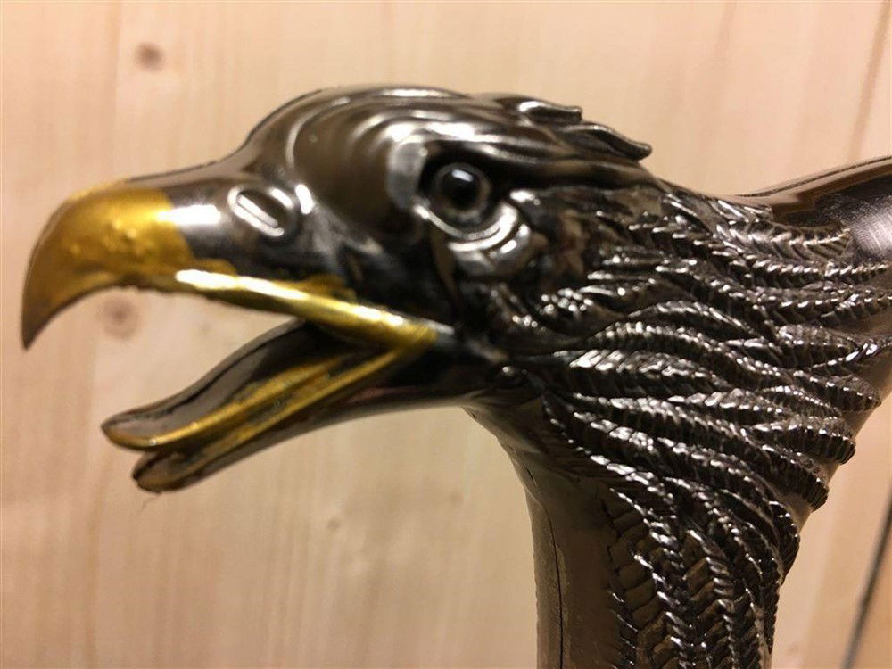 Uniek: wandelstok alu- chrome-nikkel adelaarhandvat - Afbeelding 3
