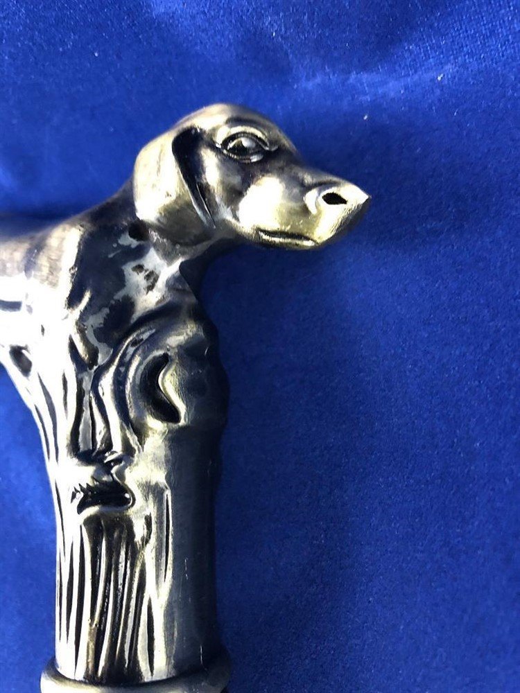 Wandelstok aluminium steel met messing hond handvat. - Afbeelding 5