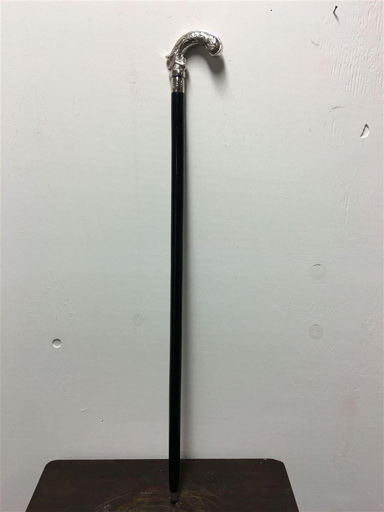 Wandelstok met prachtig versierd nikkelen greep - Afbeelding 2