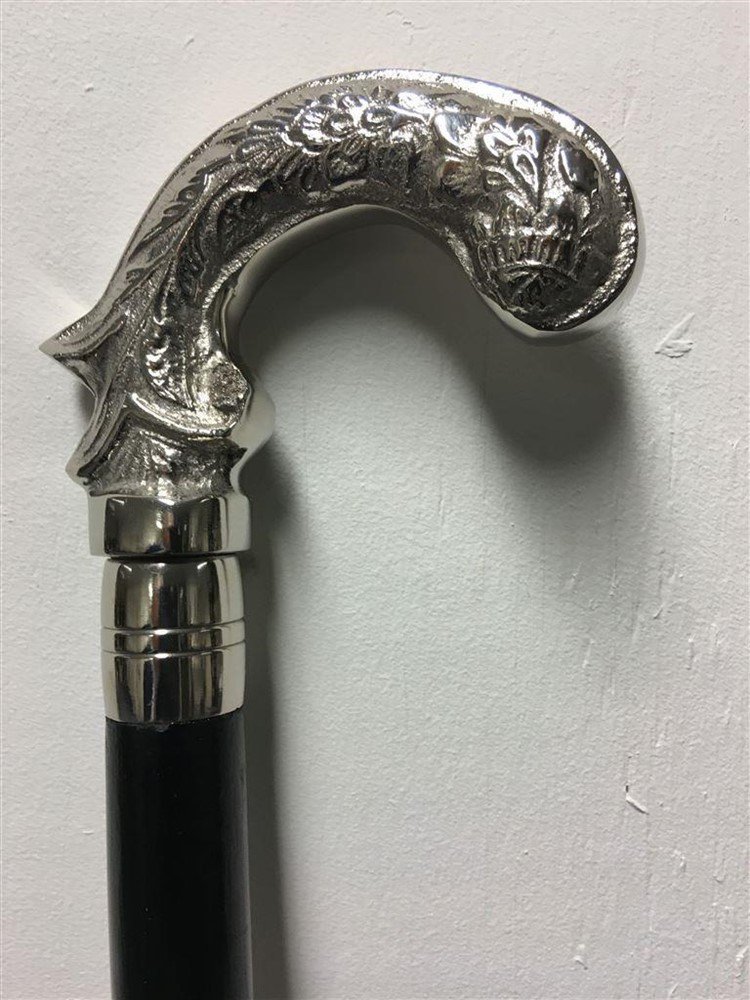 Wandelstok met prachtig versierd nikkelen greep - Afbeelding 4