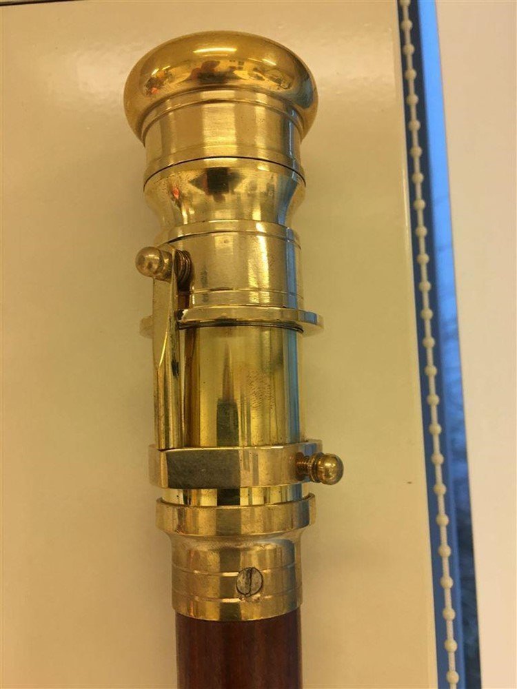 Wandelstok met verrekijker in de handgreep, messing - nr. 1