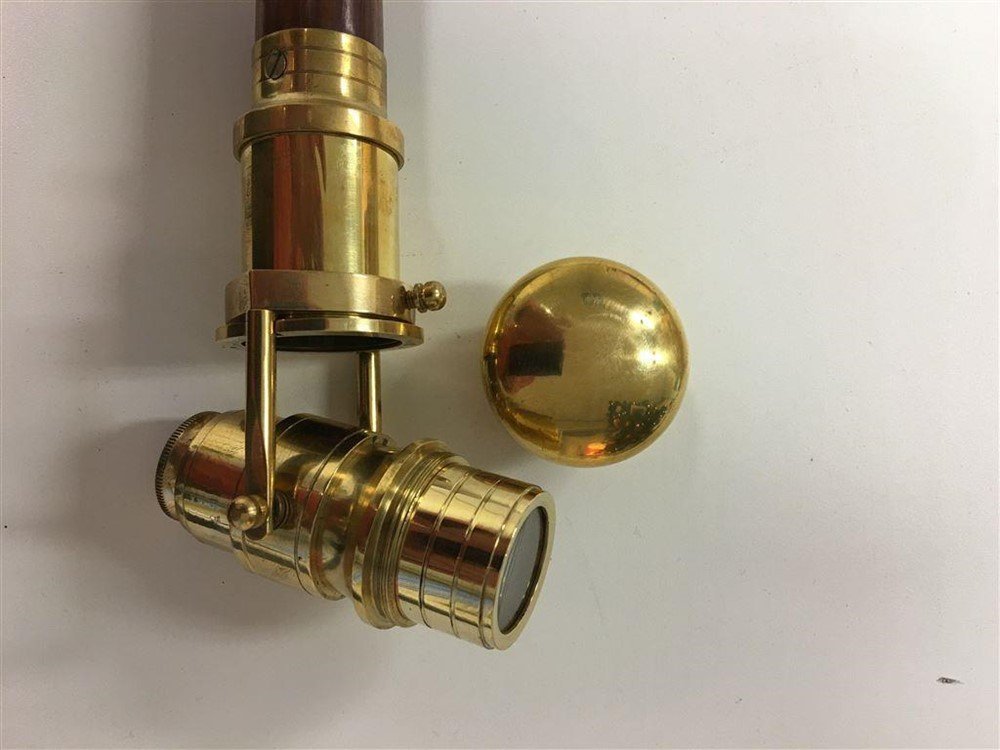 Wandelstok met verrekijker in de handgreep, messing - Afbeelding 6