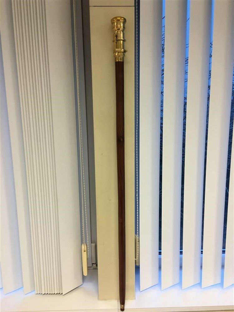 Wandelstok met verrekijker in de handgreep, messing - Afbeelding 7
