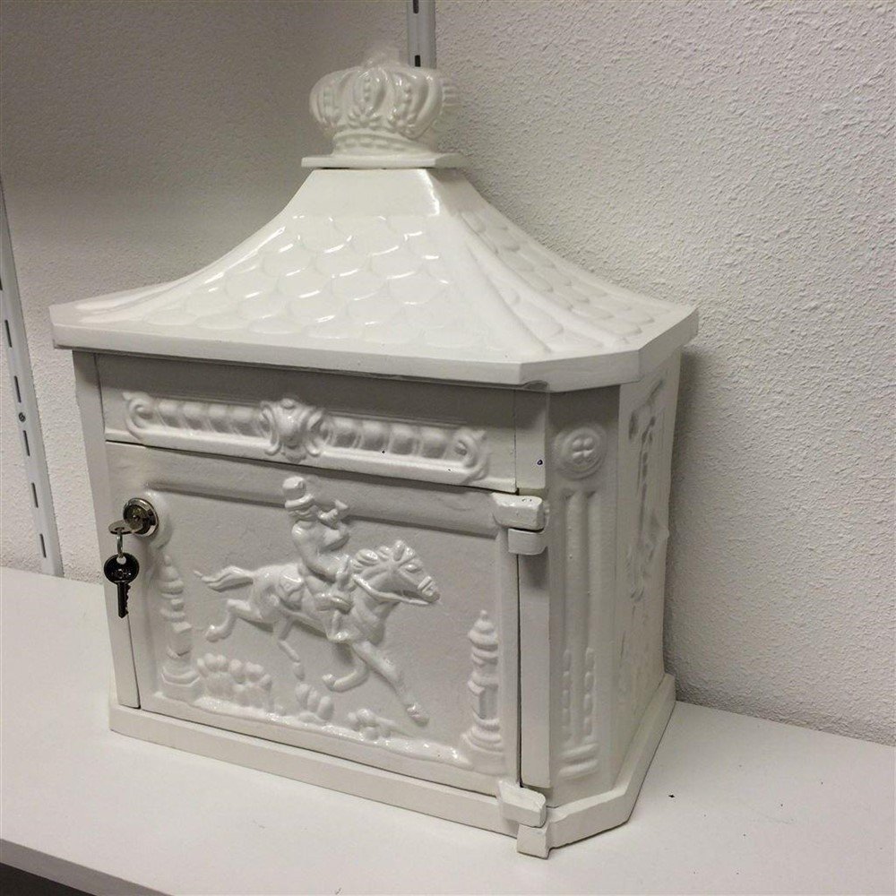 Wand brievenbus vervaardigd uit gegoten aluminium wit - Afbeelding 7