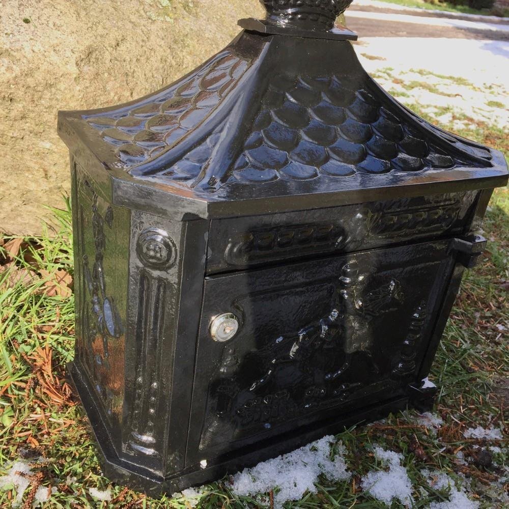 Nostalgische mailbox, postbus, weerbestendige zwart alu. - Afbeelding 4
