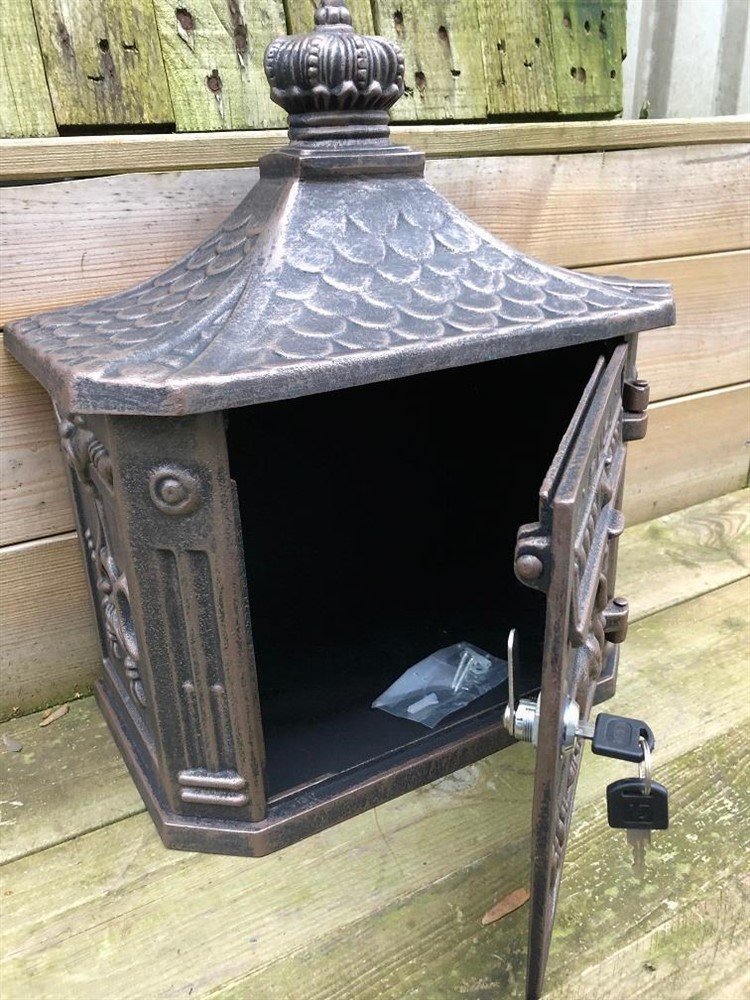 Wand brievenbus vervaardigd uit aluminium brons-bruin - Afbeelding 6