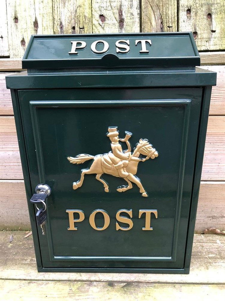 Postbus groen aluminium, met messing logo-post - nr. 1