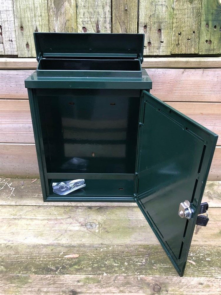 Postbus groen aluminium, met messing logo-post - Afbeelding 4