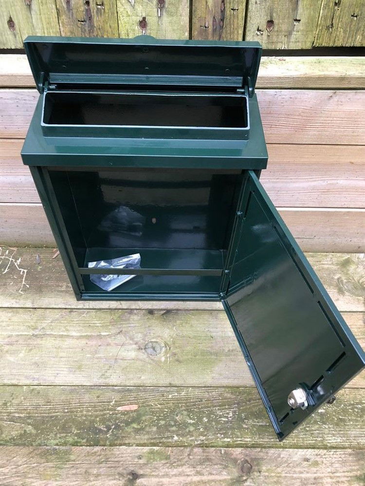 Postbus groen aluminium, met messing logo-post - Afbeelding 5