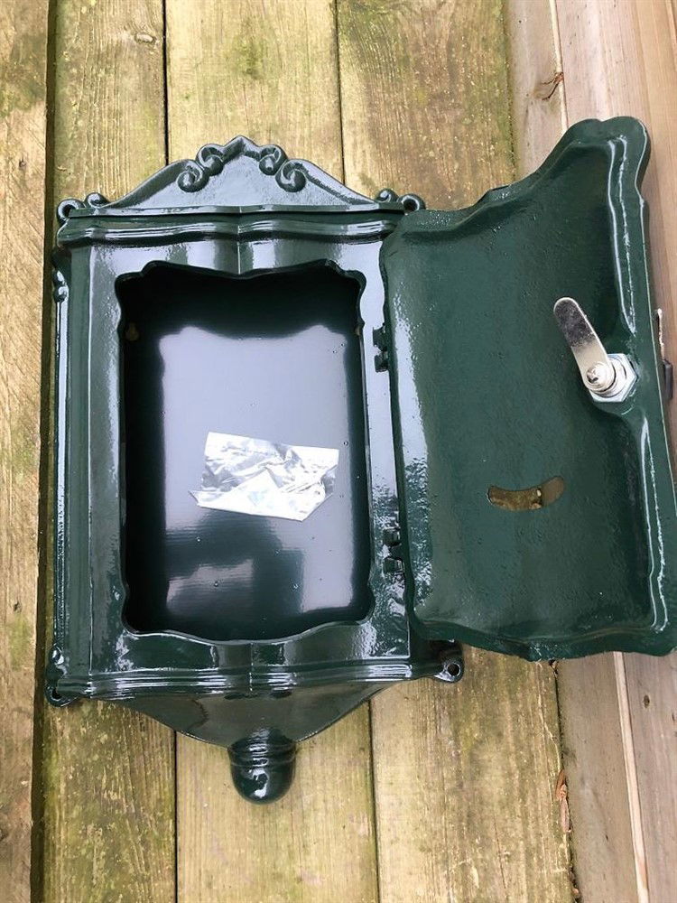Brievenbus, aluminium-kleur groen en letters POST, fraai - Afbeelding 4