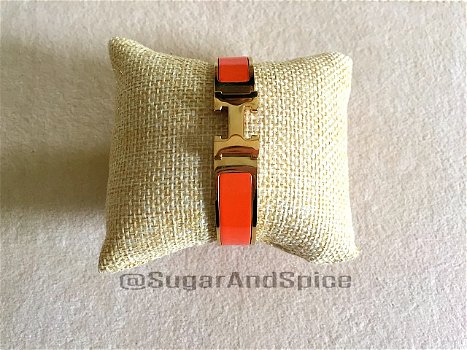 H armband in nude, zwart, oranje, of wit hermes verguld - 3