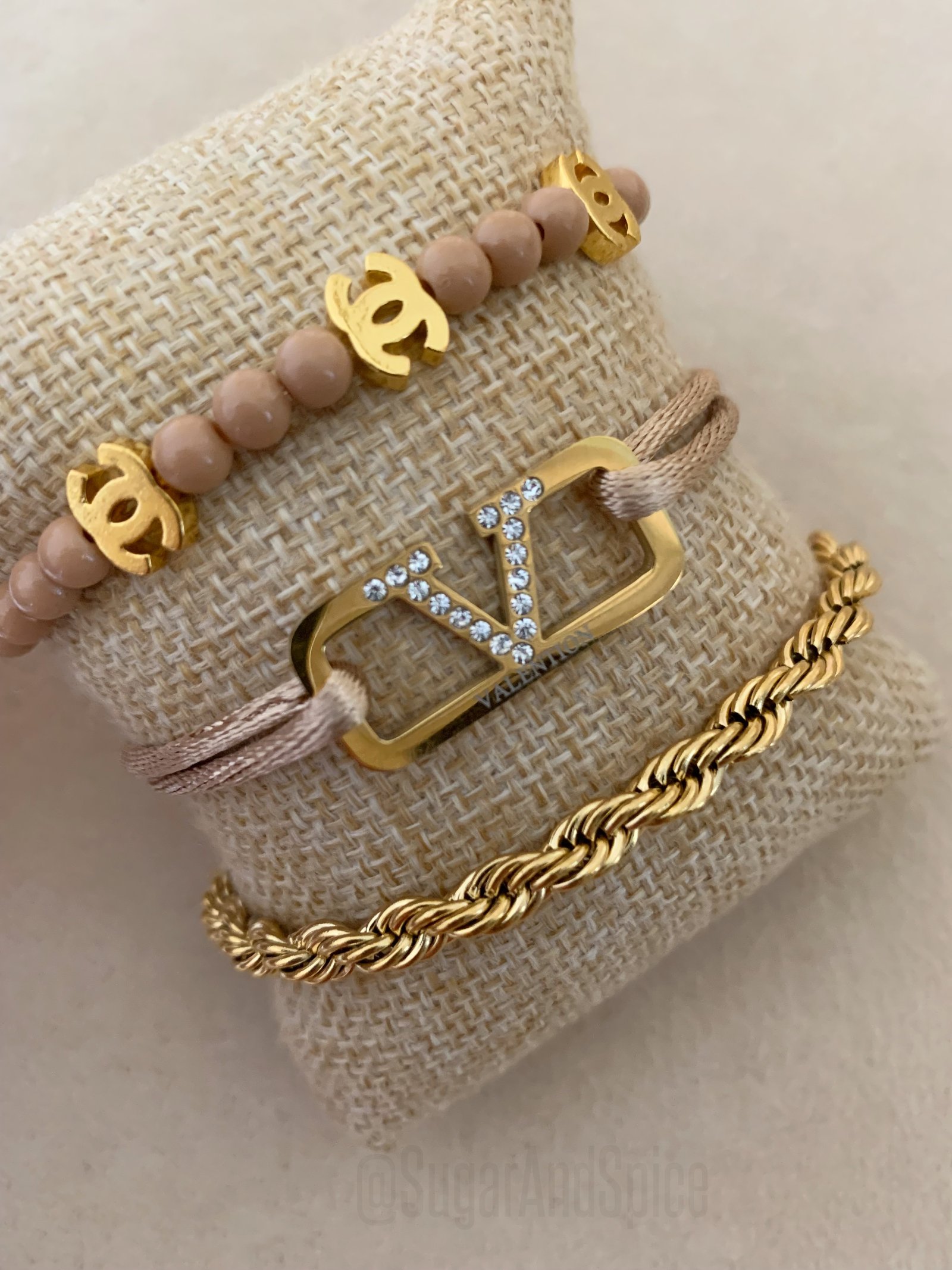 Chunky gouden koord armband verguld voor smalle pols - Afbeelding 2