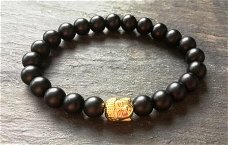 Armband van matte Onyx met Boeddha-kraal