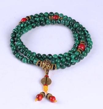 Fraai versierde mala armband van Malachiet - Afbeelding 2