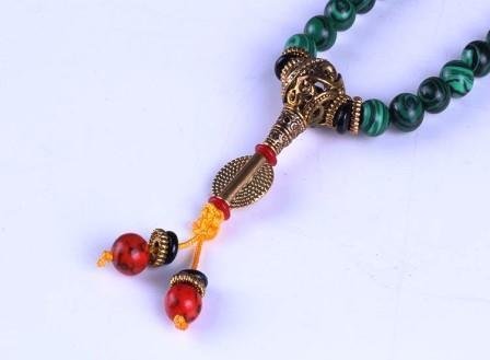 Fraai versierde mala armband van Malachiet - Afbeelding 3