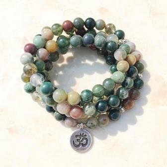 Agaat mala armband met Ohm bedel - 0