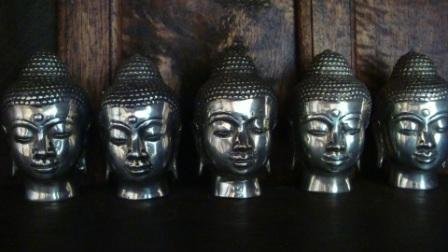 Boeddha hoofdje van silverplated brons - 0