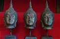 Bronzen Boeddha hoofdje op sokkel - 0 - Thumbnail