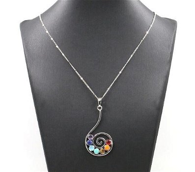 Chakra hanger aan ketting, verzilverd, exclusief design - 3