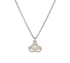 Lotus zilverkleurig aan ketting, op cadeaukaartje