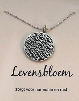 Levensbloem hanger aan ketting, op cadeaukaartje - 0