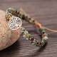 Gevlochten armband met Jade en Levensboom goudkleurig - 3 - Thumbnail