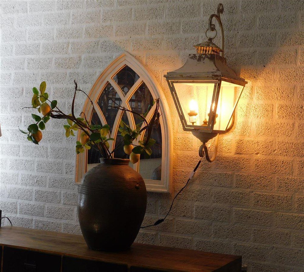 Prachtige vintage wandlamp crème - voor binnen & buiten - nr. 1