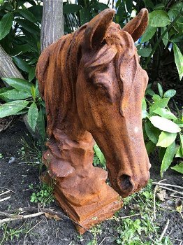 Paarden hoofd gemaakt van ijzer-paard -deco tuin-hoofd - 0