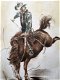 Fors en fraai olieverfdoek op canvas,de rodeo horse rider - 1 - Thumbnail