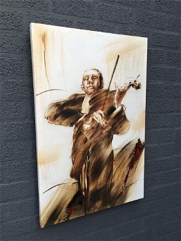 Fors en fraai olieverfdoek op canvas, de violist - viool - 3