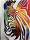 Prachtig olieverf doek van een zebra-moderne kleurstelling - 5 - Thumbnail