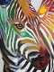 Prachtig olieverf doek van een zebra-moderne kleurstelling - 6 - Thumbnail