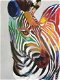 Prachtig olieverf doek van een zebra-moderne kleurstelling - 7 - Thumbnail