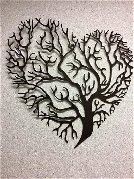 Prachtige levensboom in hartvorm, wandornament, bruin. - 0