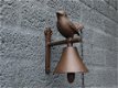 Klok in landelijke stijl, tuinbel met vogel, muurbel- ketting - 4 - Thumbnail