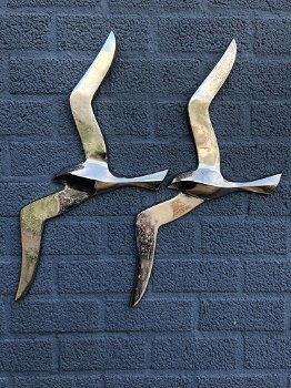 Paar forse silhouette meeuwen -vogel-aluminium,meeuw - 0