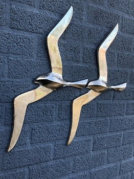 Paar forse silhouette meeuwen -vogel-aluminium,meeuw - 1