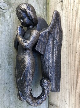 Deurklopper Engel, bronskleur, gietijzer-deur-klopper - 5