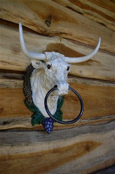 Stierenkop met ring, country style-stier-handoek drager