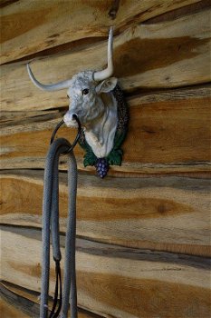 Stierenkop met ring, country style-stier-handoek drager - 4
