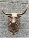 Stierenkop met ring, country style, bruin-stier-deco - 1 - Thumbnail