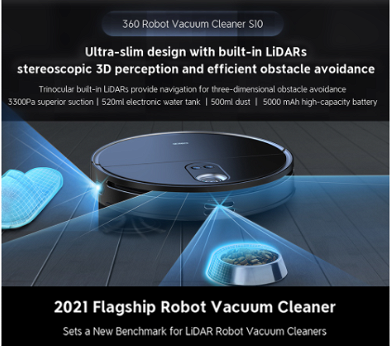 360 S10 Robot Vacuum Cleaner 3300Pa Suction Vacuuming - 0