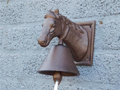 Deurbel met paard, gietijzer- paard -deurbel -bel - 1