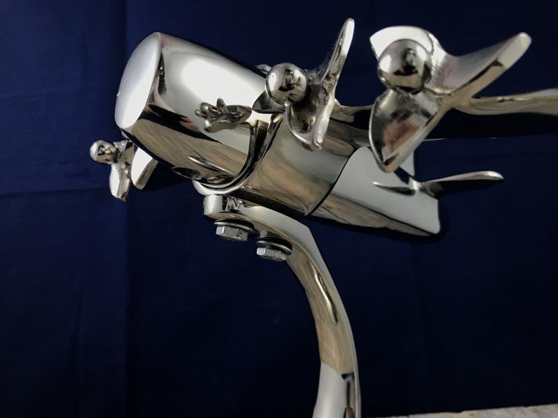 Aluminium vliegtuig, mooi model op statief, prachtig - Afbeelding 6