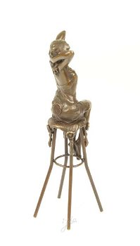 beeld van een Dame op barkruk-brons-beeld - kado - 4