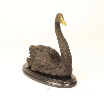 Een bronzen beeld van een zwaan - zwaan-brons -beeld - 1